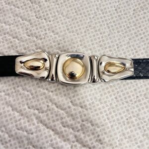 Vintage Women’s DeLaVoie Snakeskin Belt Retro Snap Buckle Sz S